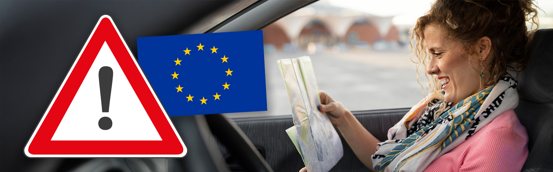 Frau im Auto liest Verkehrsregeln eu regeln eu fsentzug 1920x600px