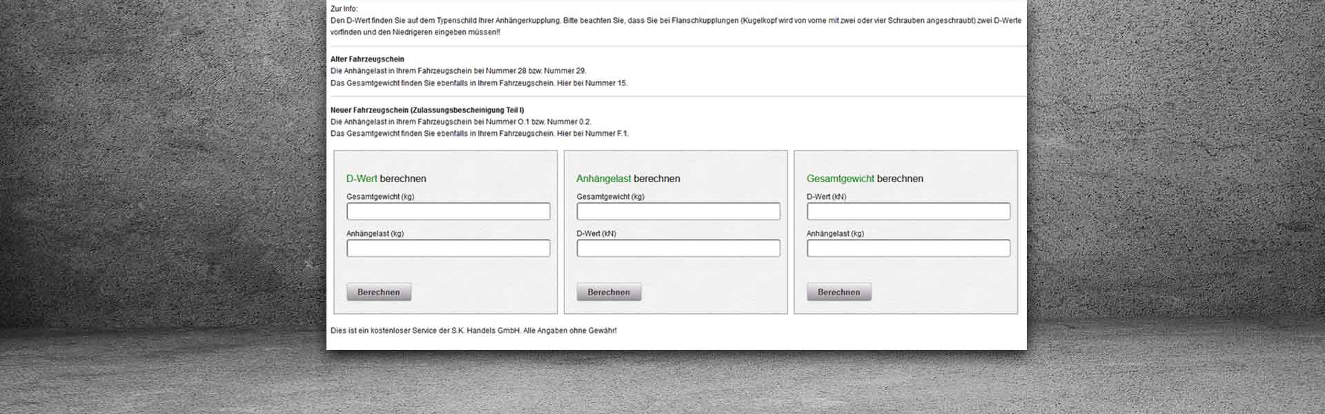 Fahrzeugdaten online berechnen