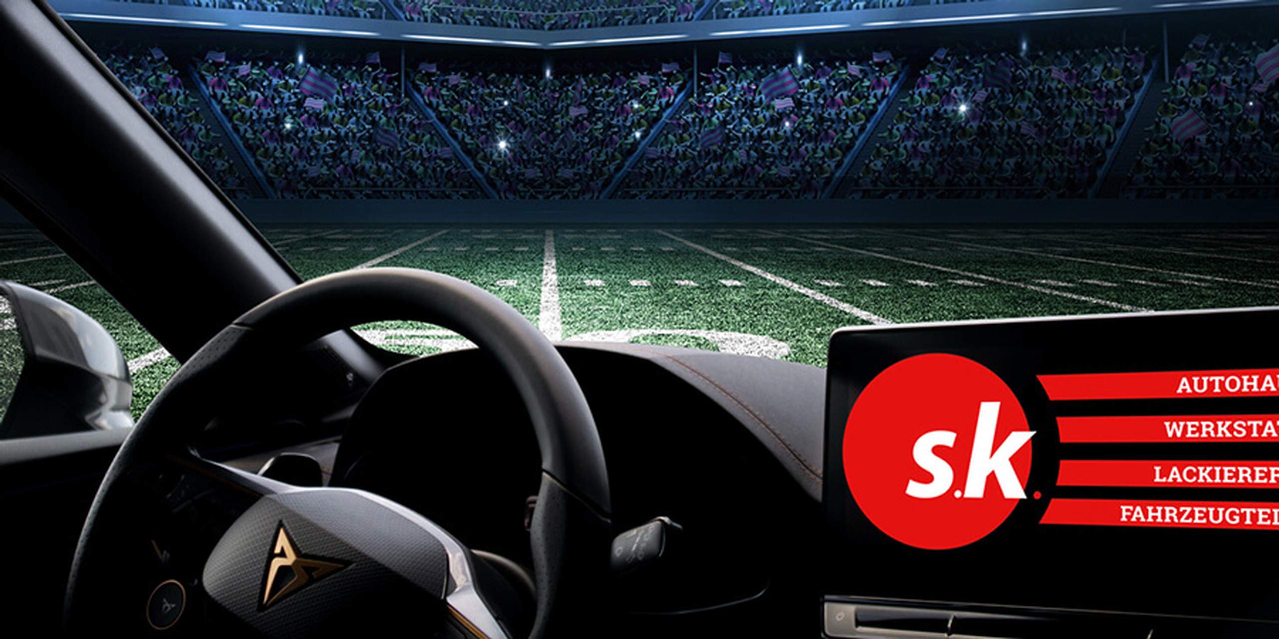 CUPRA im Foortballstadion Innenansicht Auto Football