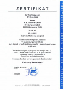 Zertifikat TÜV Stützpunkt 2021