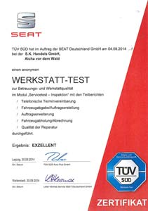 Zertifikat Werkstatt-Test 2014