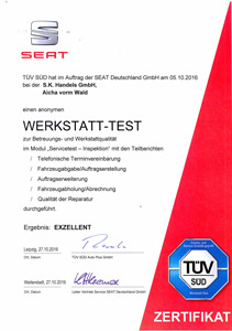 Zertifikat Werkstatt-Test 2016