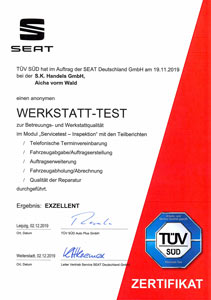 Zertifikat Werkstatt-Test 2019