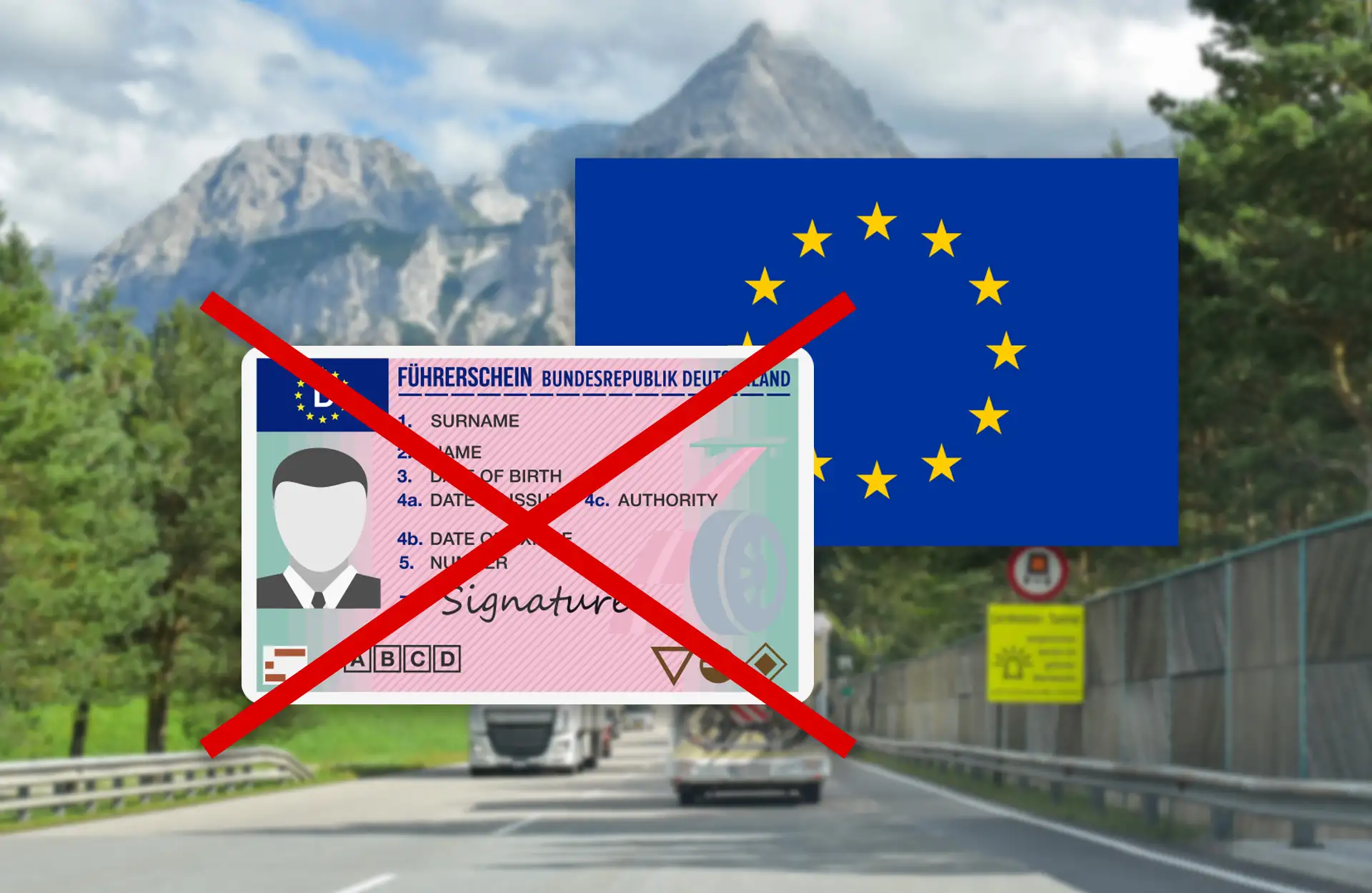 Deutscher Führerschein und EU-Flagge