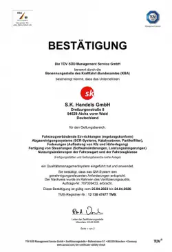 Zertifikat Qualitätsmanagement Fahrzeugteile bis 04/2026