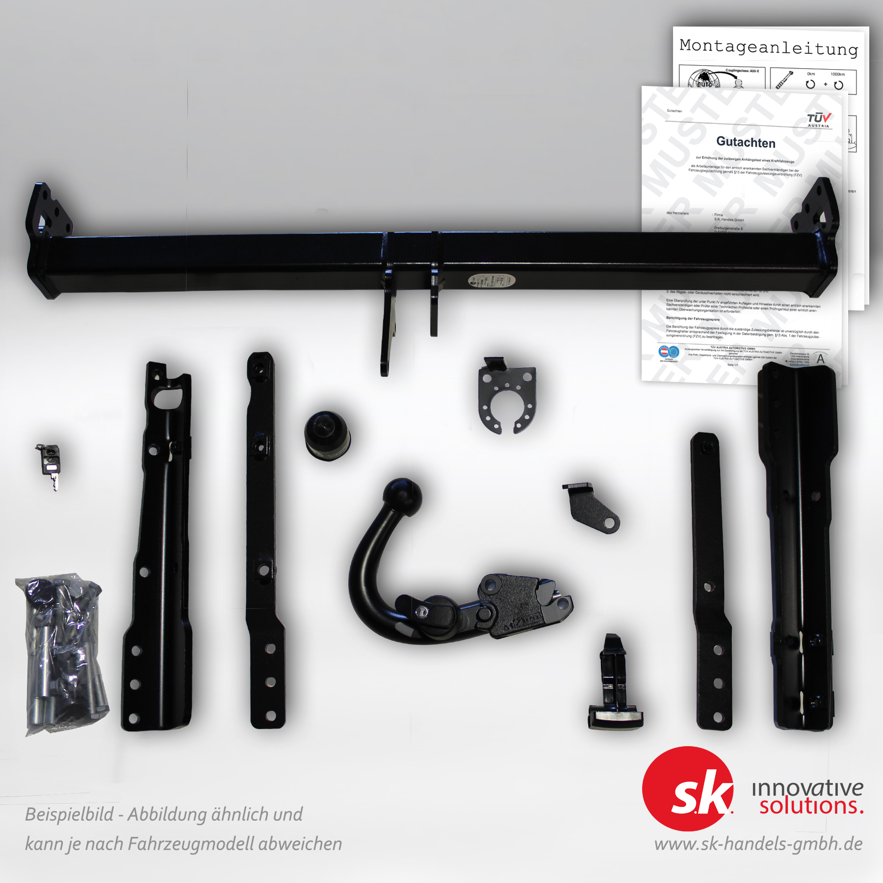 Set zur Anhängelasterhöhung mit Gutachten und Anhängerkupplung, abnehmbar, für Nissan Qashqai (Typ J11)