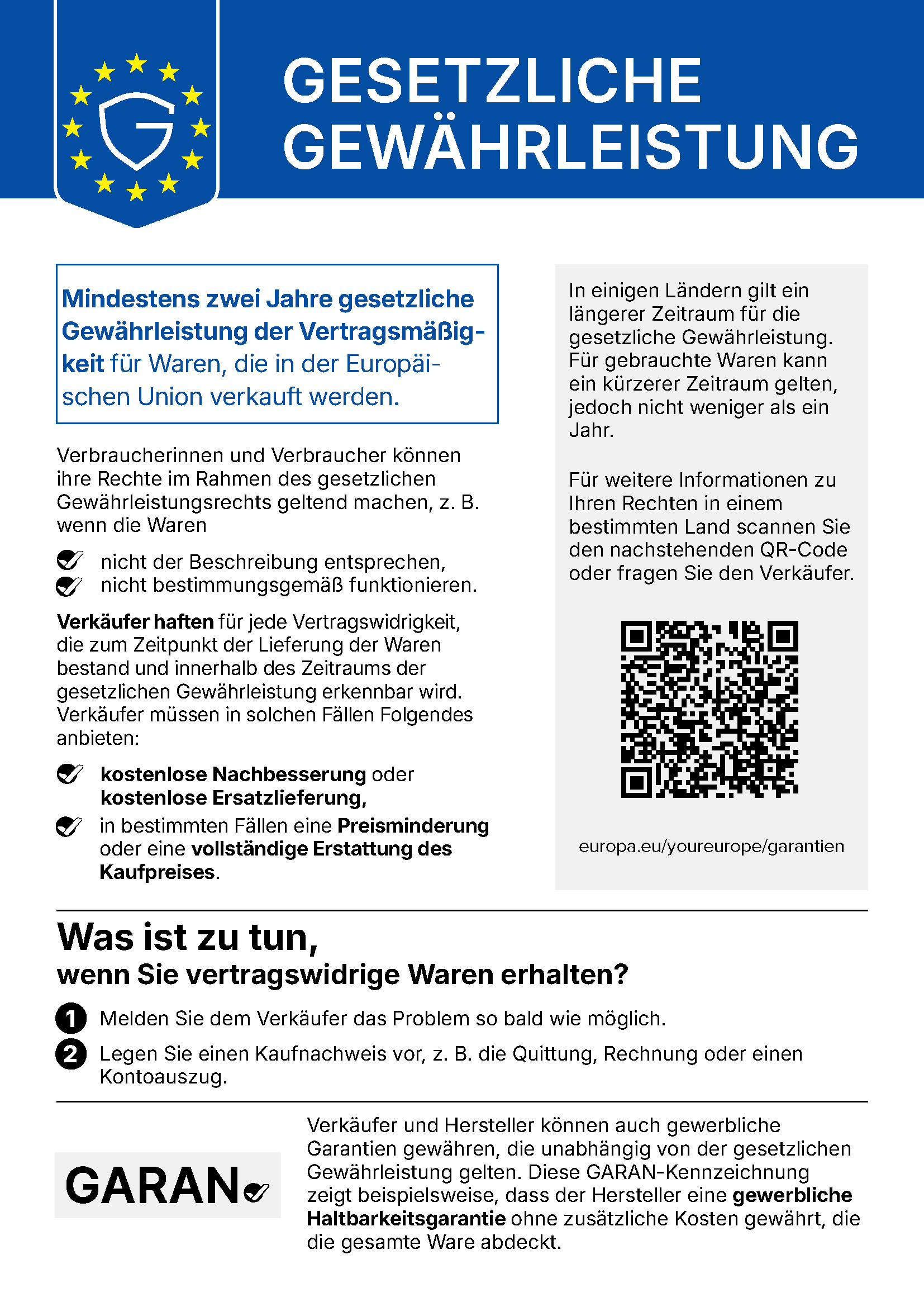 Label zur gesetzlichen Gewährleistung