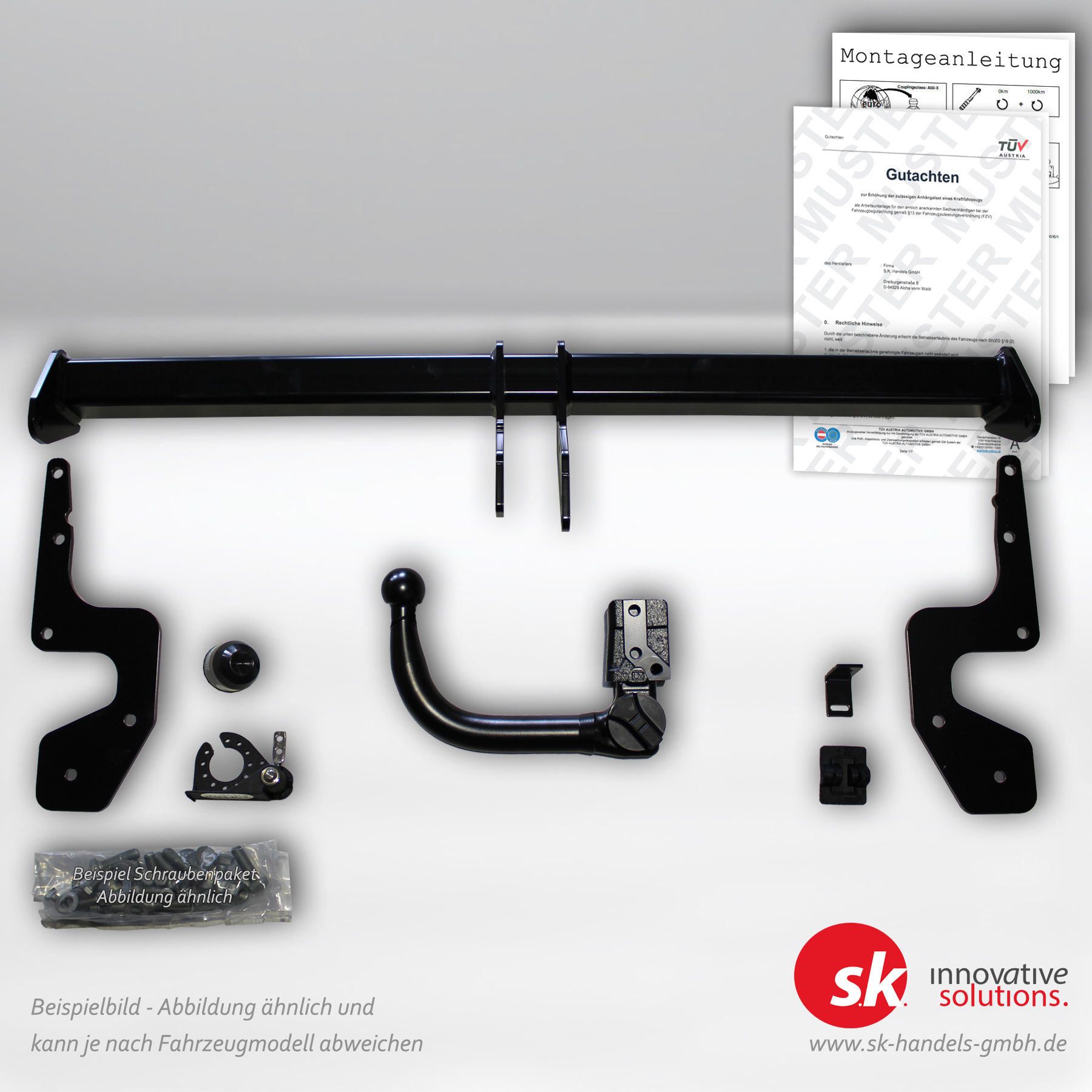 abnehmbare-anhaengerkupplung-10554 Set zur Anhängelasterhöhung mit Anhängerkupplung und Gutachten für Nissan Qashqai J12