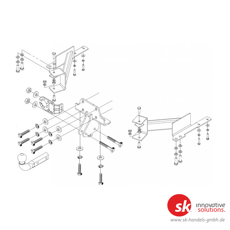 anhaengerkupplung-10306 Set zur Anhängelasterhöhung mit Gutachten und Anhängerkupplung, starr, für Toyota Landcruiser (Typ J12)