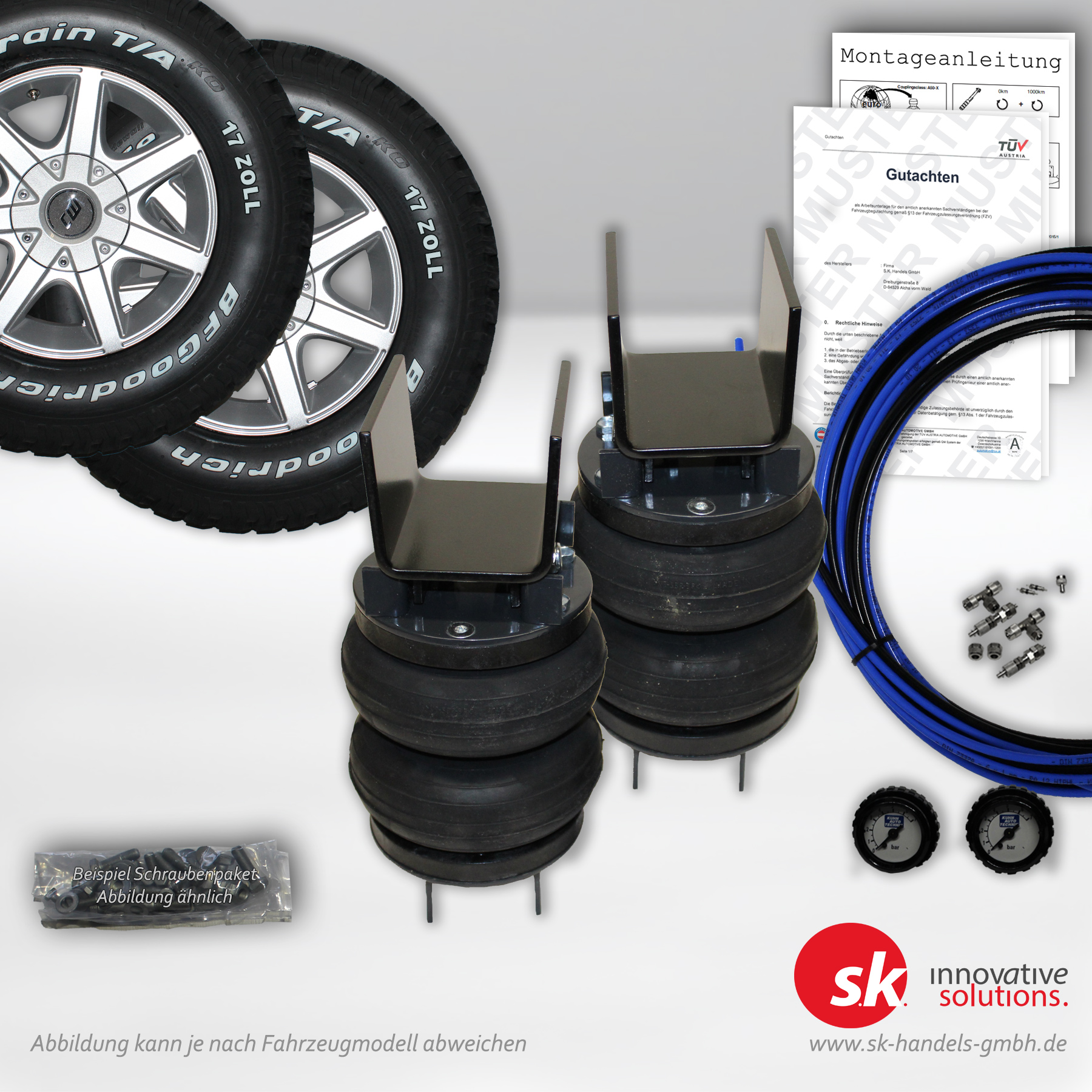 set-auflastung-gesamtgewicht-10200-luftfedern Set zur Auflastung für Nissan Navara mit serienmäßiger 17''-Bereifung